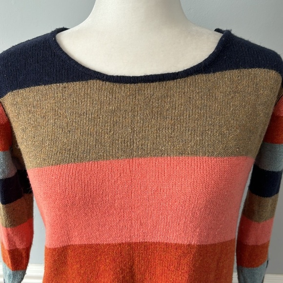 Isabella Sinclair Size M Lambs Wool Cotton Pink Navy Women Knit Sweater Dress - Picture 4 of 13